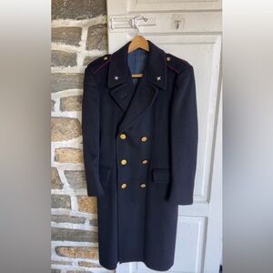 Vintage Navy Military Double Breasted Wool Coat